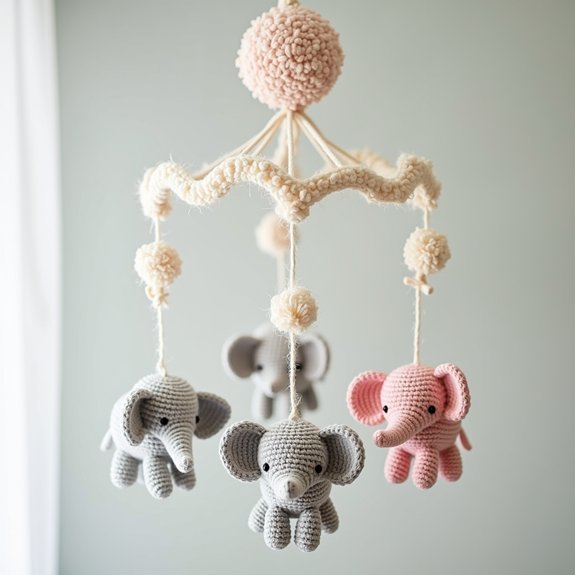 adorable crochet elephant mobile