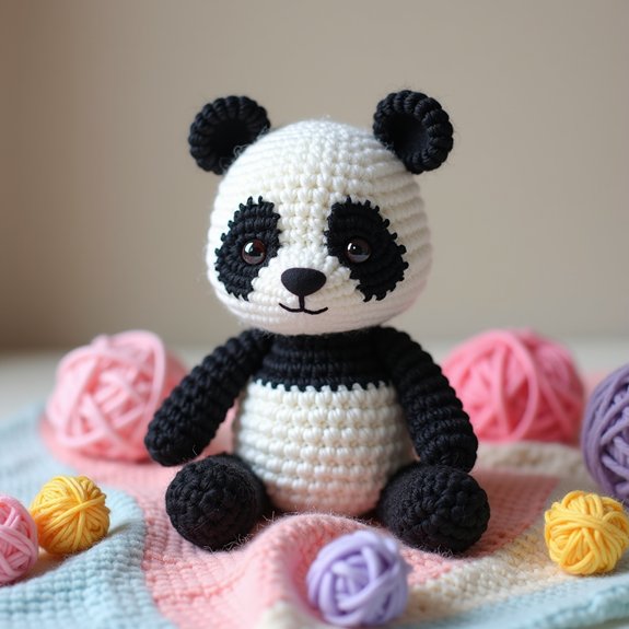 adorable crocheted panda toy