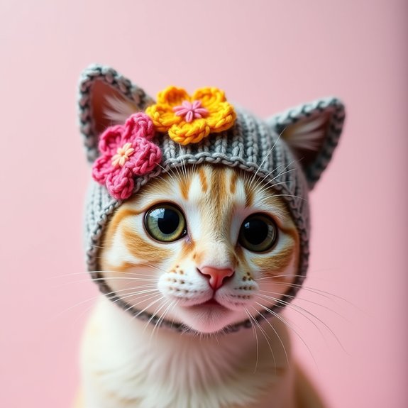 adorable floral cat hat