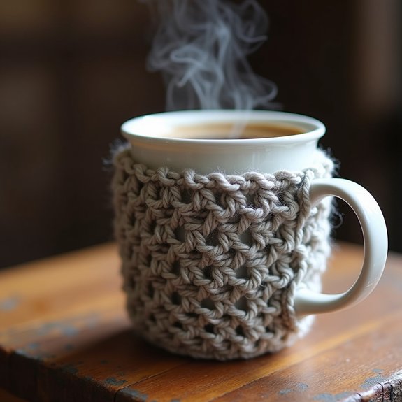 artisan made crochet coffee sleeve