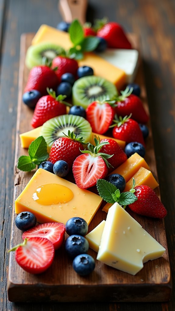 artistic cheese and fruit display