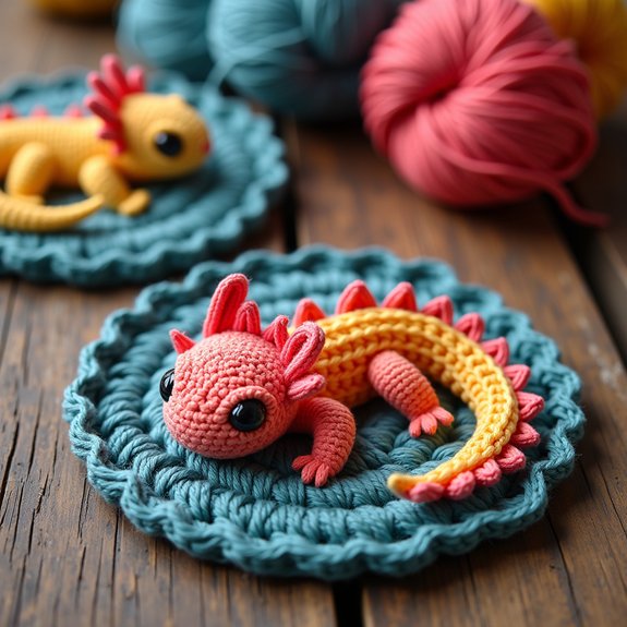 axolotl themed coaster collection