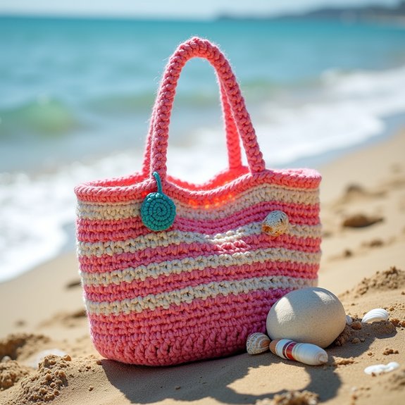 beachy crochet tote bag