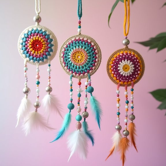 beaded artistic dreamcatchers creation