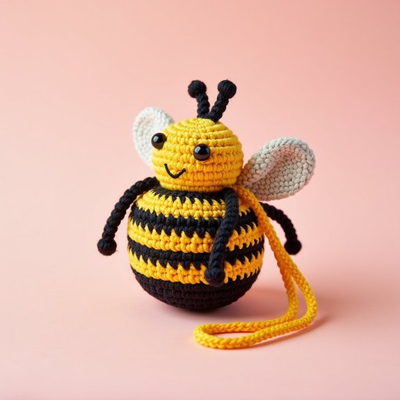 bee themed crochet bag charm