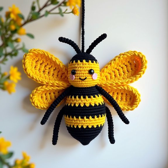 bee themed crochet decor
