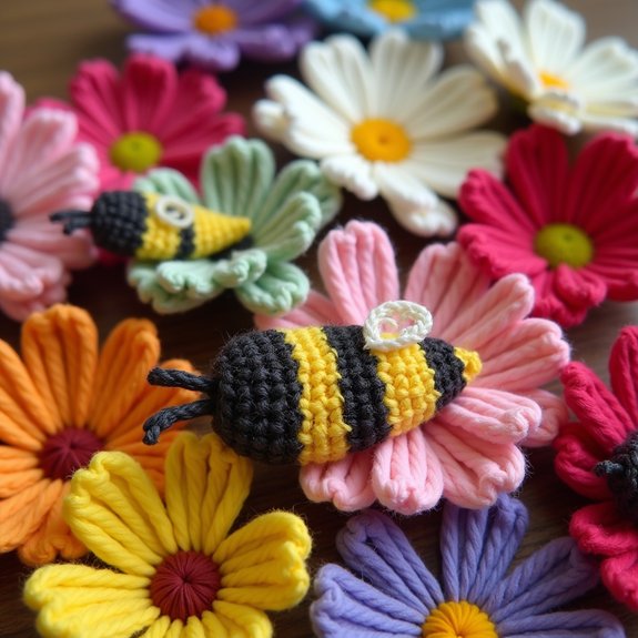 bee themed crochet hair clips