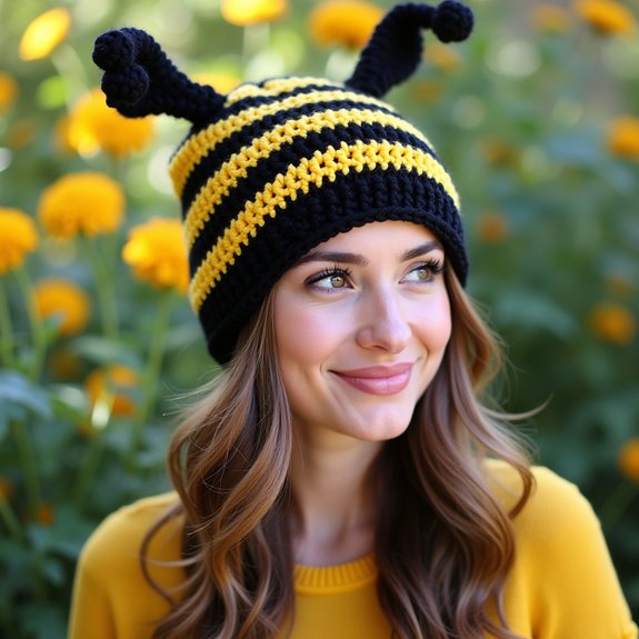 bee themed crochet hat