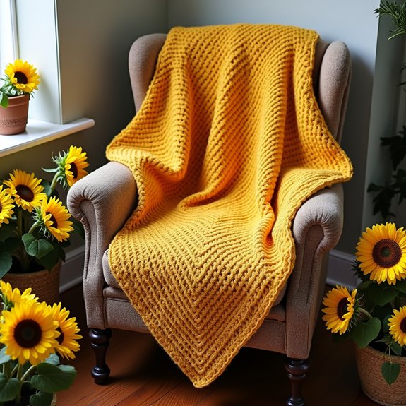 bright floral crochet blanket