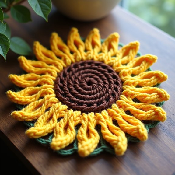 bright yellow floral coaster