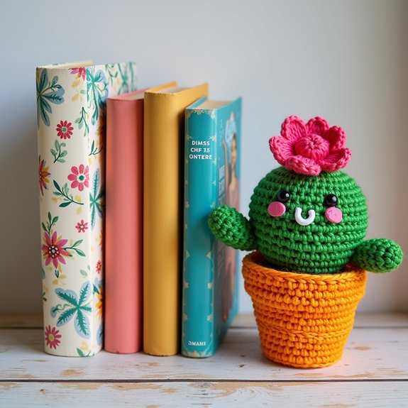 cactus shaped crochet bookmark