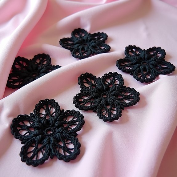 charming black crochet flowers
