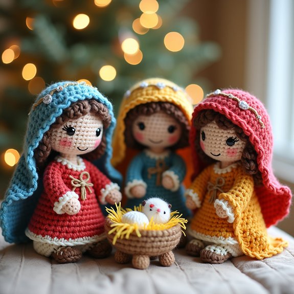 charming crochet nativity display