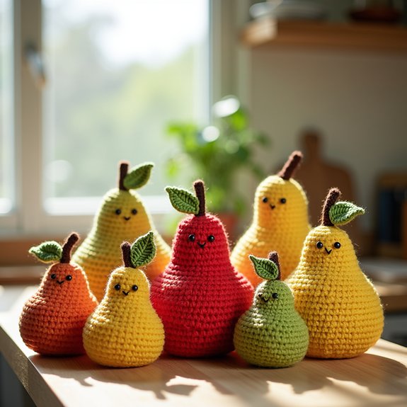 charming handcrafted crochet pears