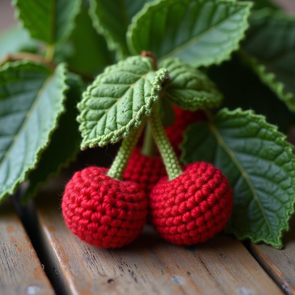 charming handmade crochet cherries