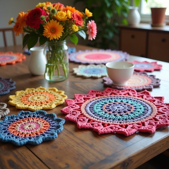 charming handmade crochet mats
