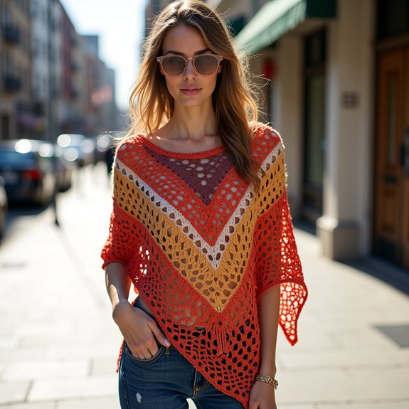 chic handmade crochet poncho