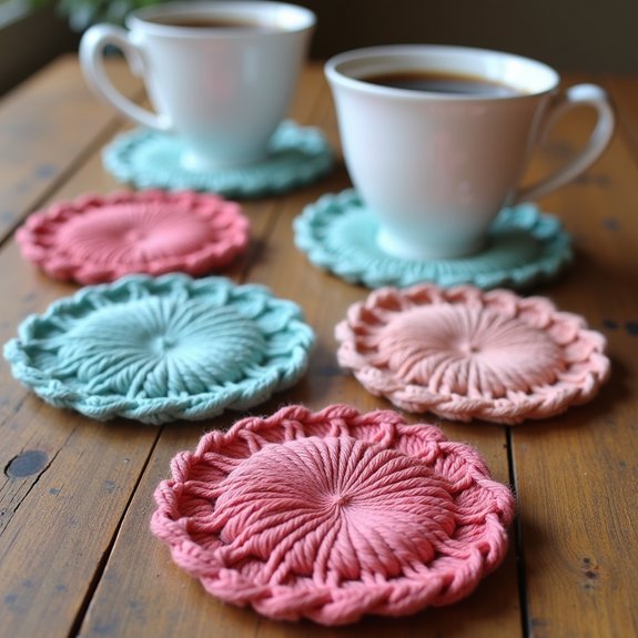 coaster made with shell stitch