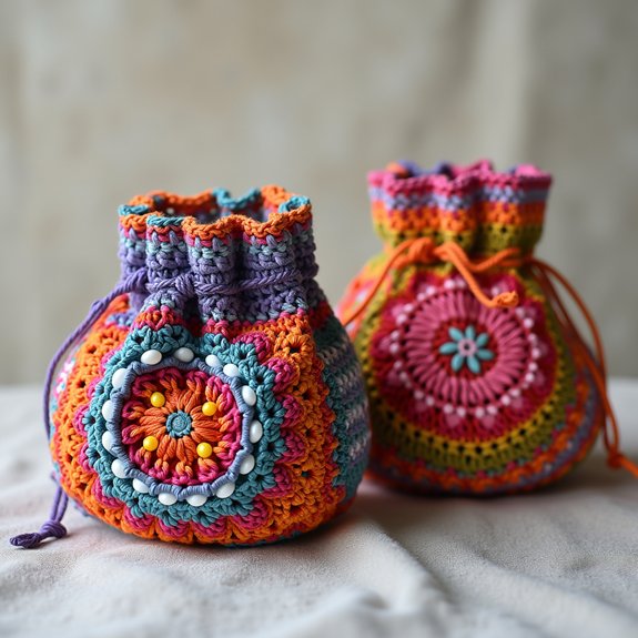 colorful and decorative pouches