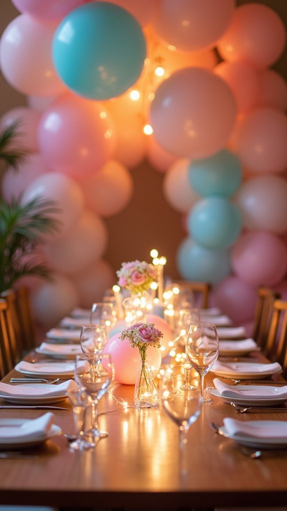 colorful balloon table decor