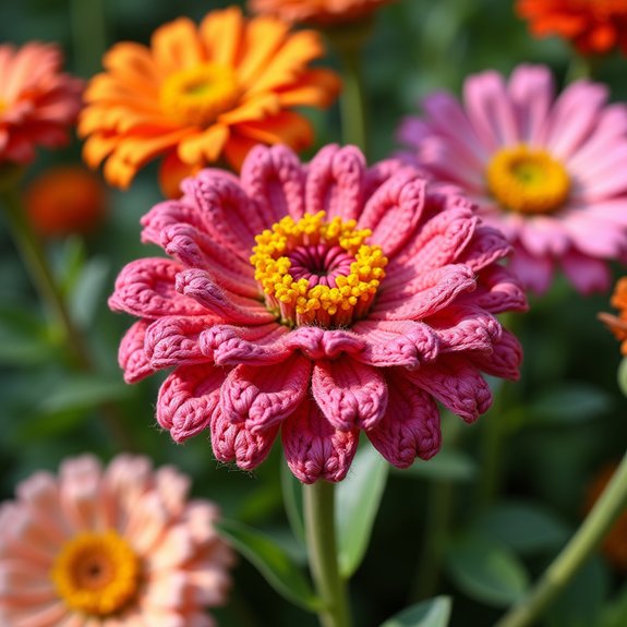 colorful blooming zinnia flower