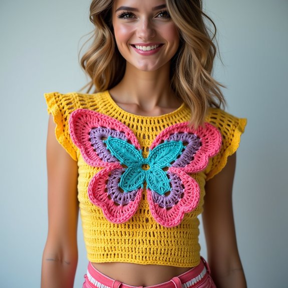 colorful butterfly design top