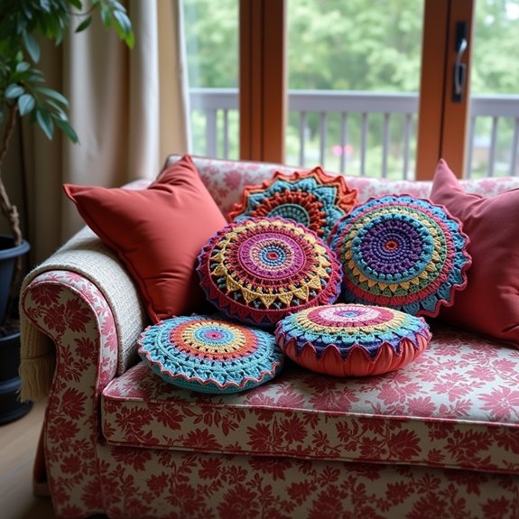 colorful circular cushion decor