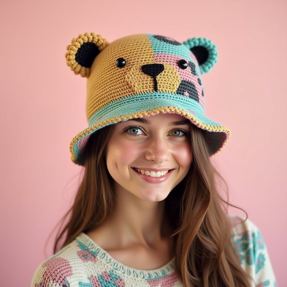 colorful crochet animal hat