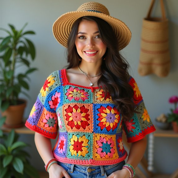 colorful crochet babydoll top