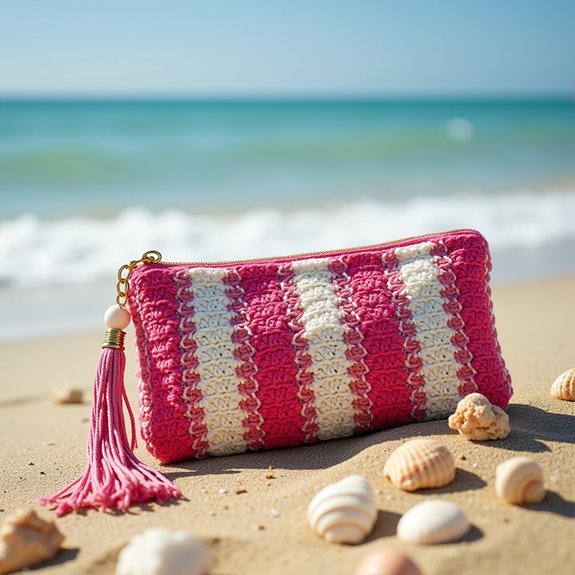 colorful crochet beach clutch