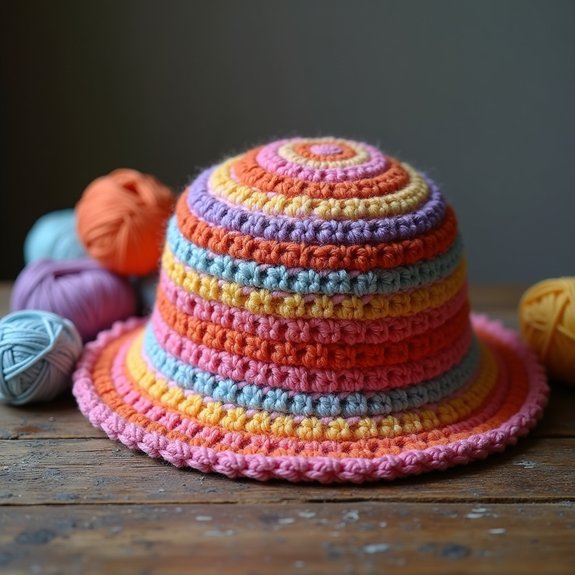 colorful crochet bucket hat