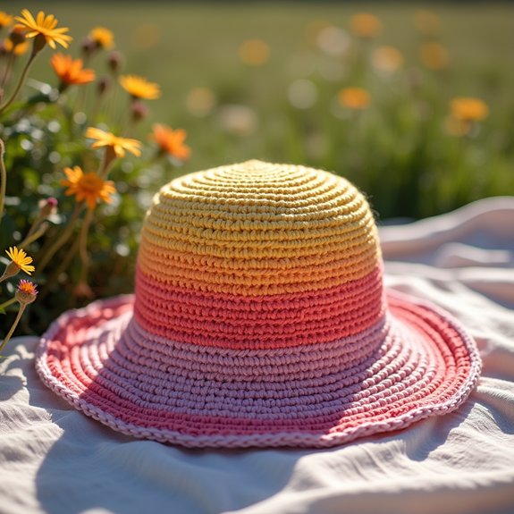 colorful crochet bucket hat