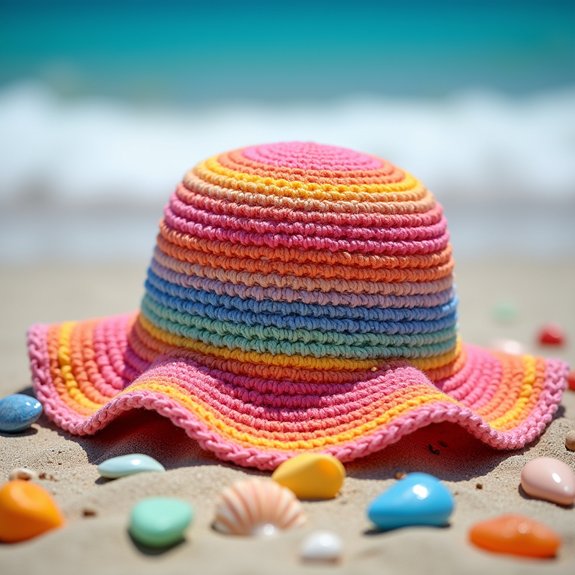 colorful crochet bucket hat