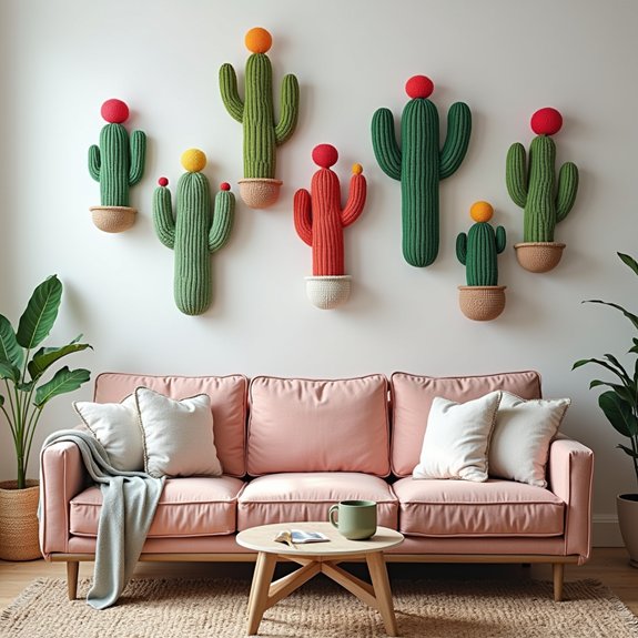 colorful crochet cactus decor