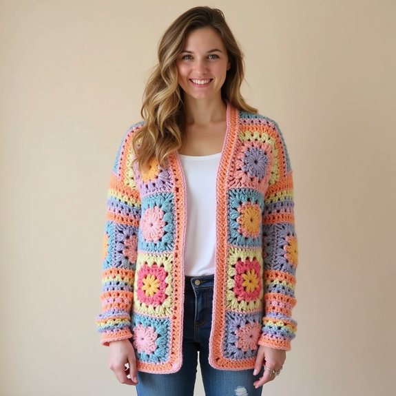 colorful crochet cardigan design