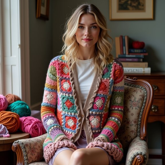 colorful crochet cardigan design