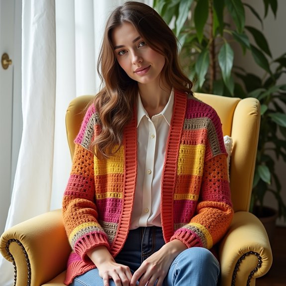 colorful crochet cardigan design