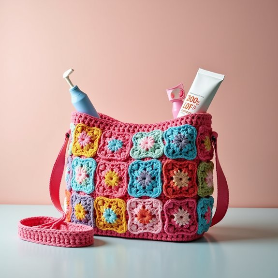 colorful crochet diaper bag