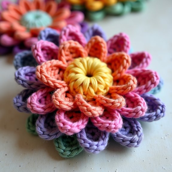 colorful crochet flower fidget
