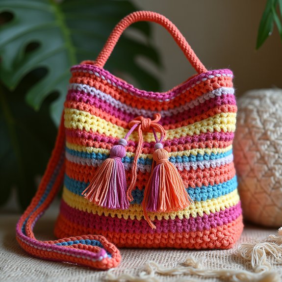 colorful crochet handbag design