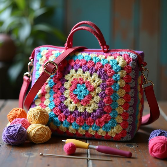 colorful crochet handbag design