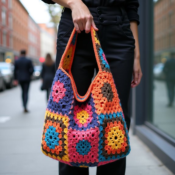 colorful crochet handbag design