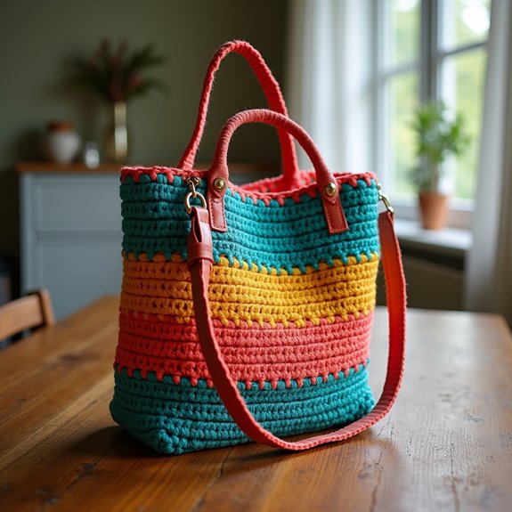 colorful crochet handbag design