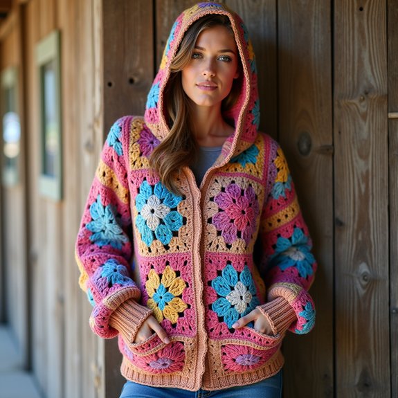colorful crochet hoodie design