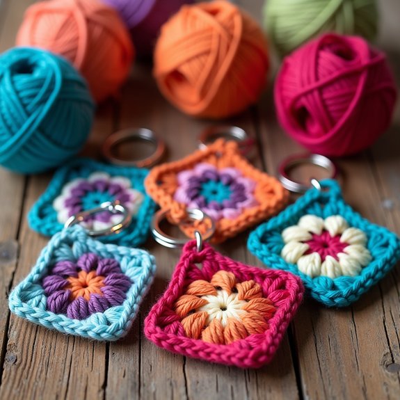 colorful crochet keychain design