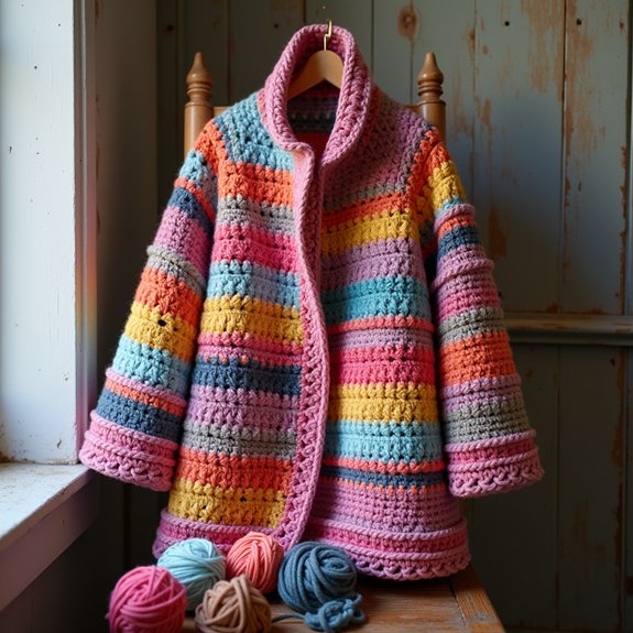 colorful crochet outerwear style