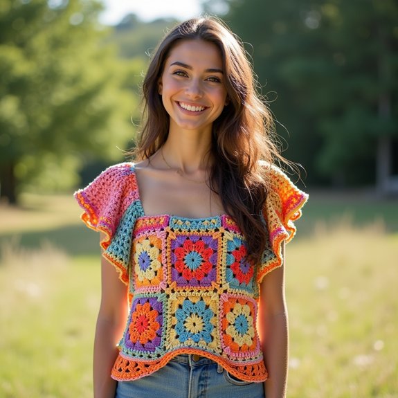 colorful crochet ruffle design