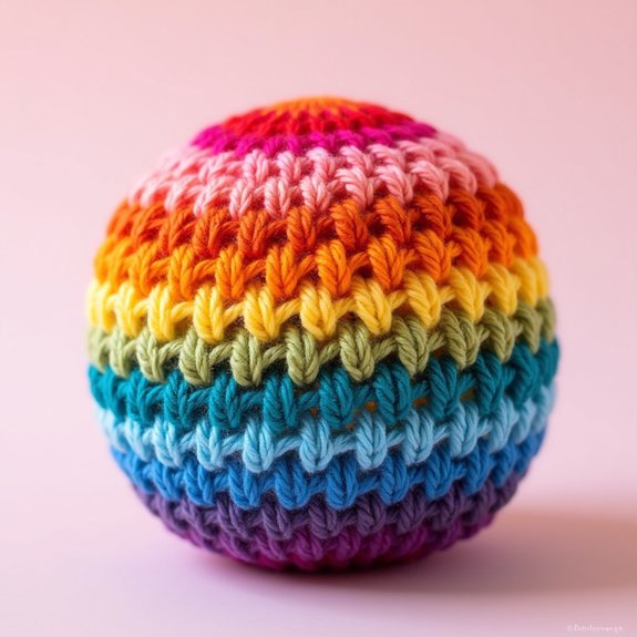 colorful crochet sphere creation