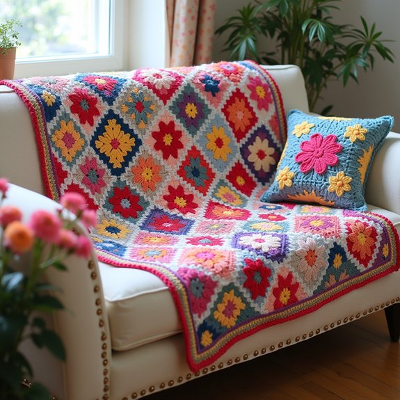 colorful crochet square blanket