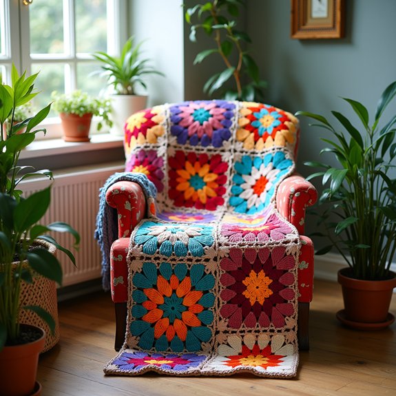 colorful crochet square blanket